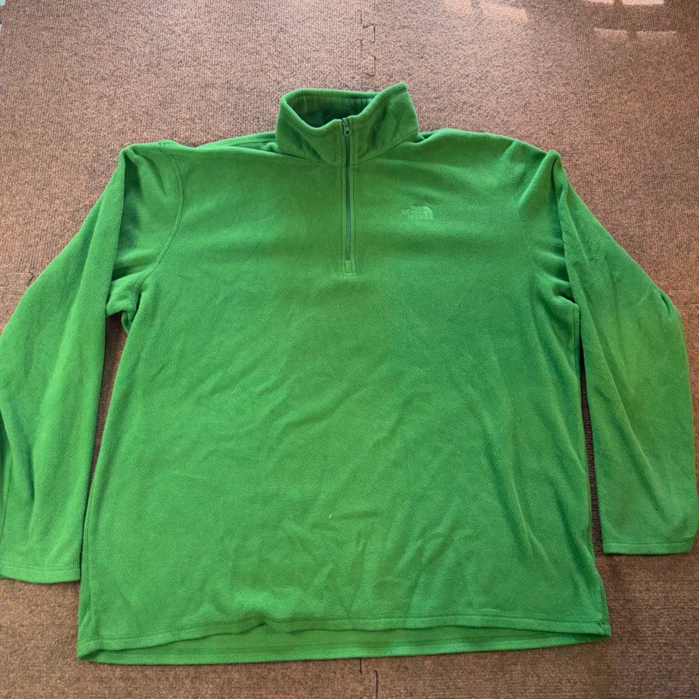 A- The North Face Mens XL Green TKA 100 Quarter Zip Fleece Pullover Jacket 2269
